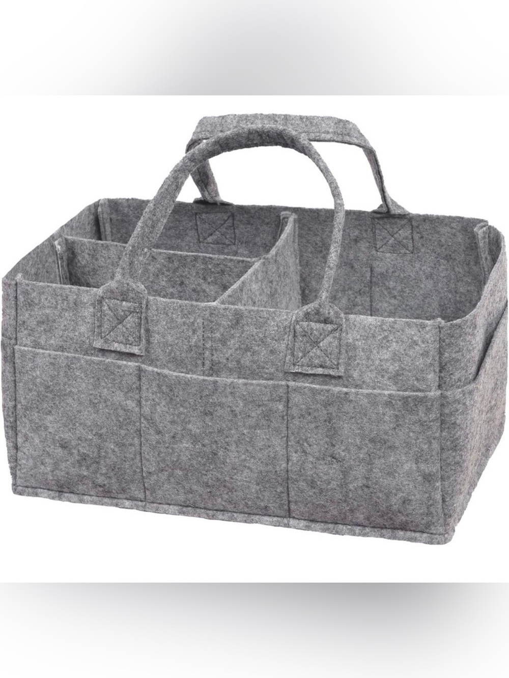 Gray Felt Multi-Compartment Storage Tote with Handles